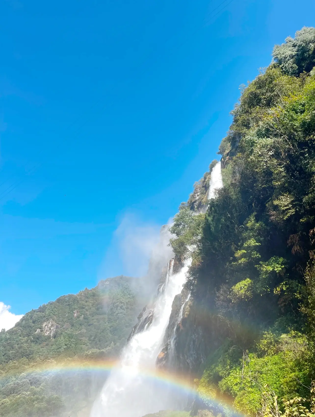 Waterfall with rainbow view near Tawang